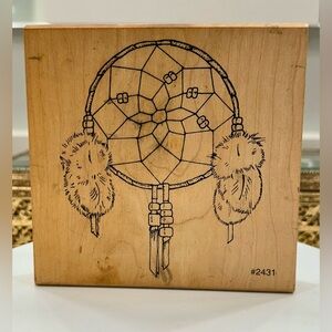 Dreamcatcher - Wood/Rubber Stamp - Comotion Rubber Stamps - EUC